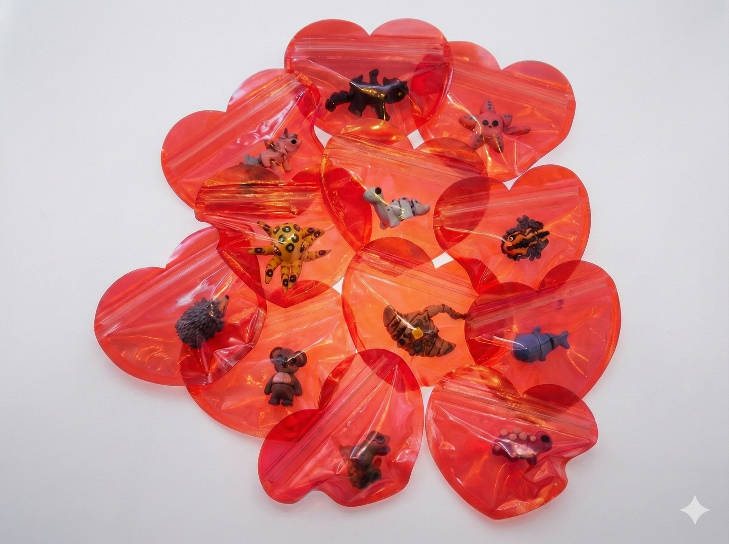 Classroom Valentine Fidget Animals – Bulk Heart Bags – 3D Printed Articulating Mini Fidgets – Bulk 12, 24, or 30 Pack – School Exchange Gifts